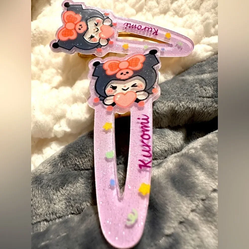 New Sanrio Kuromi Hair Accessories – 2 pcs Hair Clips